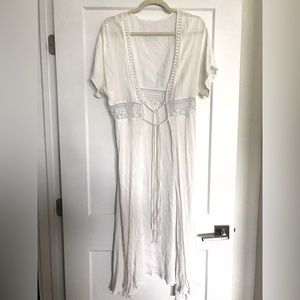 White, long cover-up or jacket